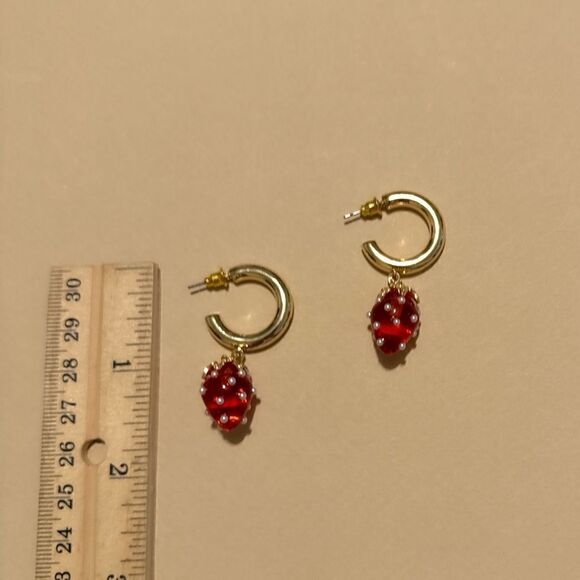 Strawberry hoop earrings #1269 - Picture 4 of 5